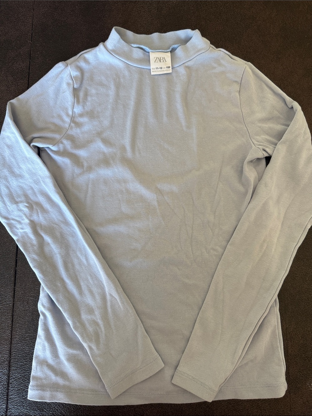 Zara Teen Pale Blue Long-Sleeve Mock Neck Top